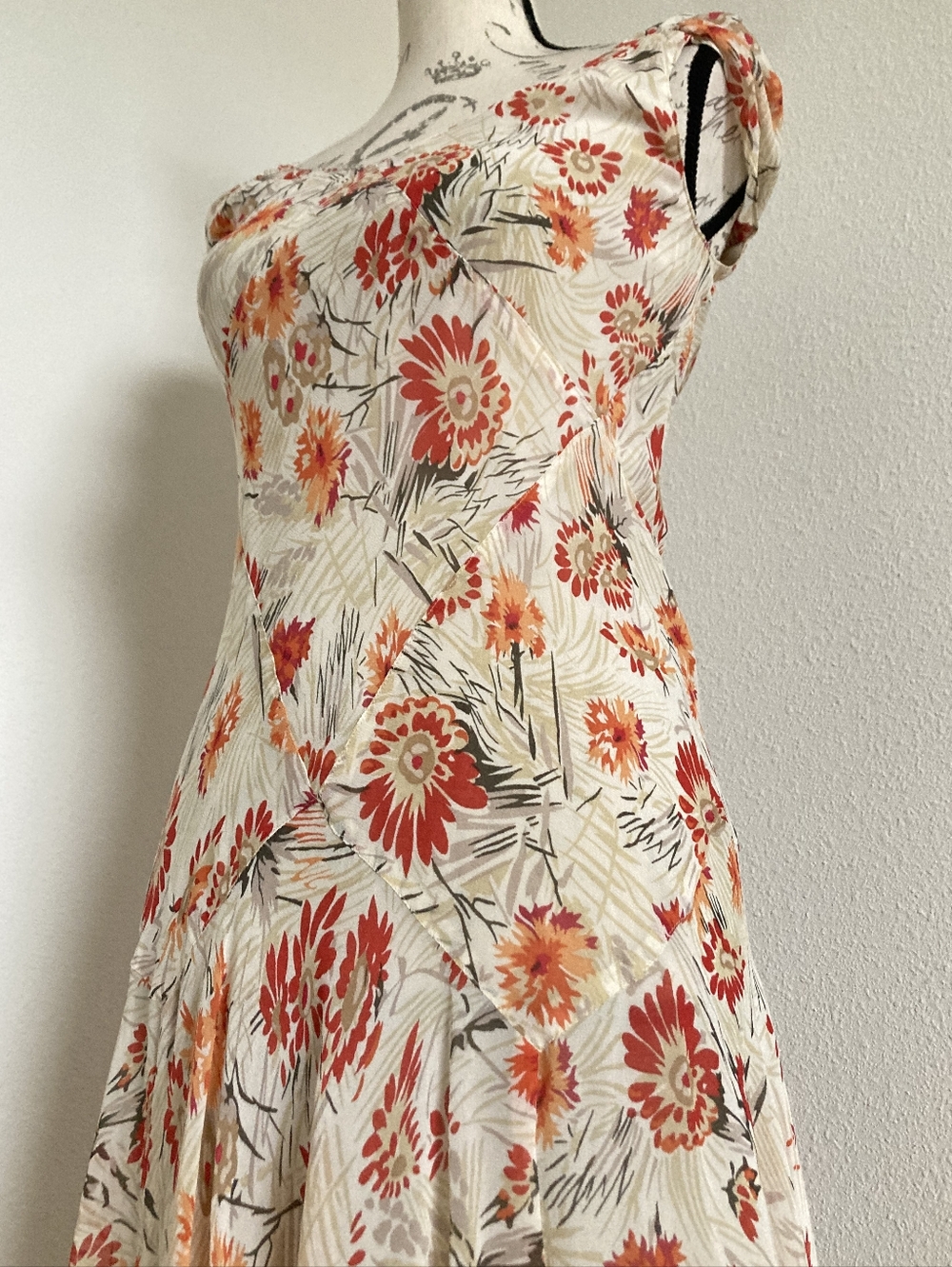 Vintage Y2K Jones New York Silk Floral Midi Dress 6P Fairy Bias cut Cottagecore - Picture 12 of 15